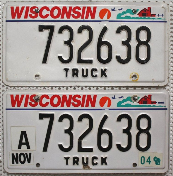 WISCONSIN Truck Schilder PAAR - Zwei USA Nummernschilder # 732638