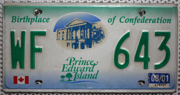 PRINCE EDWARD ISLAND Confederation - Nummernschild # WF643 =