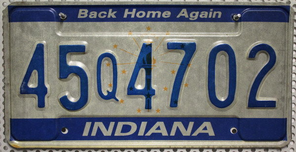 INDIANA Back Home Again - Nummernschild # 45Q4702