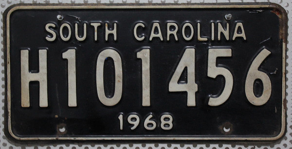 SOUTH CAROLINA 1968 Oldtimer Nummernschild # H101456