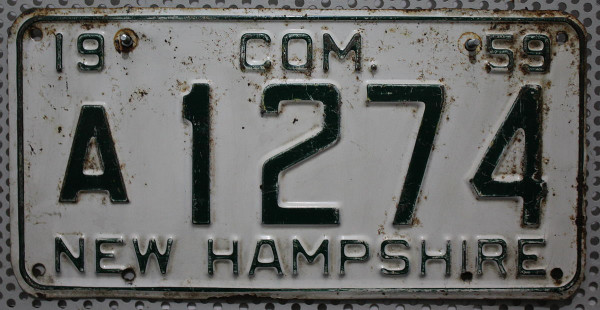 NEW HAMPSHIRE 1959 Oldtimer Nummernschild # A1274