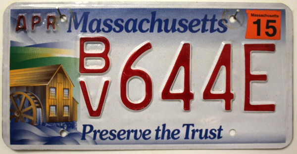 MASSACHUSETTS Nummernschild - Preserve the Trust # BV644E =