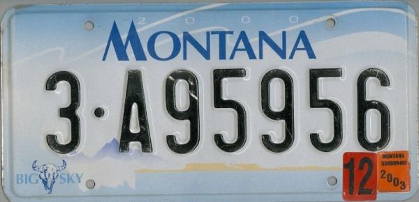 MONTANA 2000 Big Sky - Nummernschild # 3A95956 =