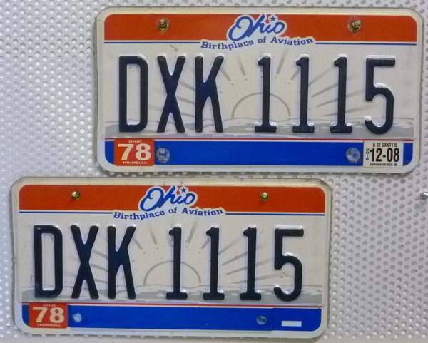 OHIO Schilder PAAR - Zwei USA Nummernschilder # DXK1115