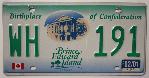 PRINCE EDWARD ISLAND Confederation - Nummernschild # WH191 =