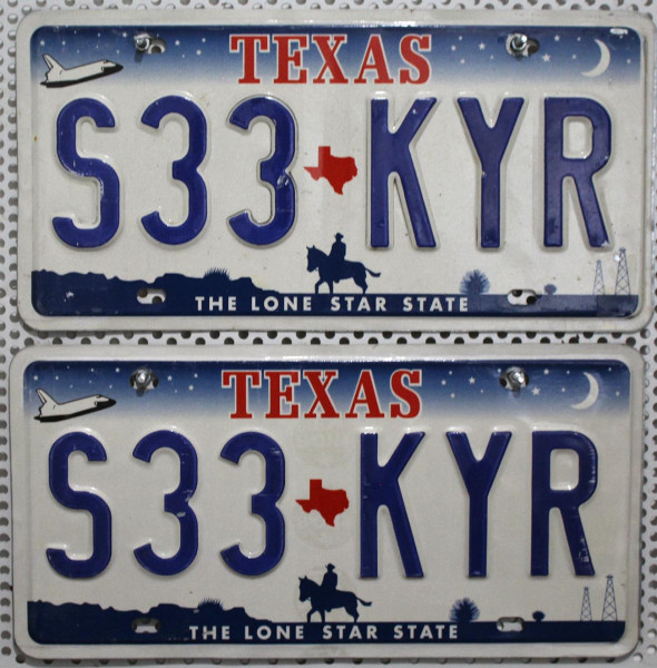 TEXAS Schilder PAAR - Zwei USA Nummernschilder # S33KYR