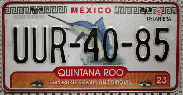 QUINTANA ROO - Mexiko Nummernschild # UUR4085