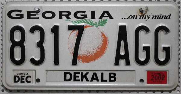 GEORGIA ...on my mind - Nummernschild # 8317AGG =