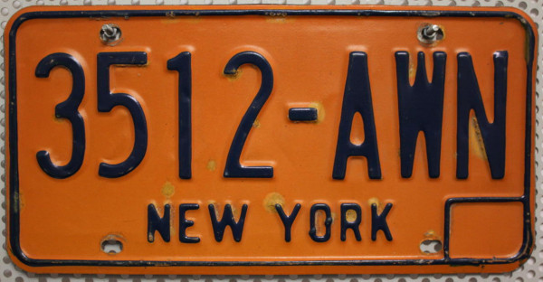NEW YORK (geprägt) - Nummernschild # 3512AWN ...