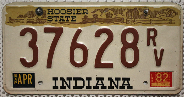 INDIANA Hoosier State - Nummernschild # 37628RV =