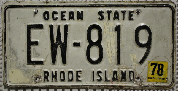 RHODE ISLAND 1978 Oldtimer Nummernschild # EW819 =