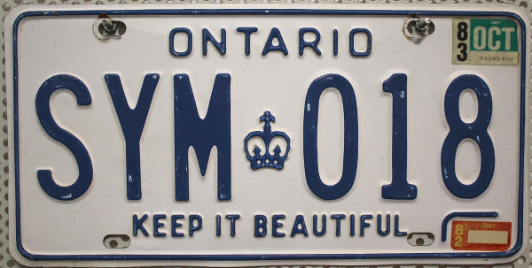 ONTARIO Keep it Beautiful - Nummernschild # SYM018 =