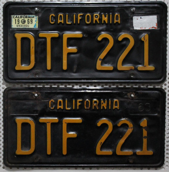 CALIFORNIA 1963 1969 Oldtimer Schilder PAAR - USA Nummernschilder # DTF221