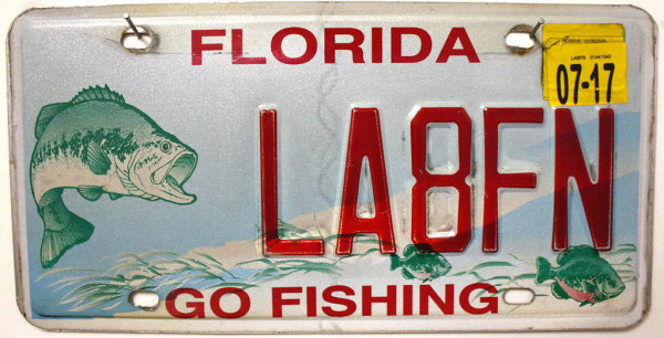 FLORIDA Go Fishing - Nummernschild # LA8FN =