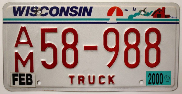 WISCONSIN Truck - Nummernschild # AM58988 =