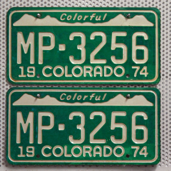 COLORADO 1974 Oldtimer Schilder PAAR - USA Nummernschilder # MP3256 ≡