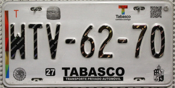 TABASCO - Mexiko Nummernschild # WTV6270