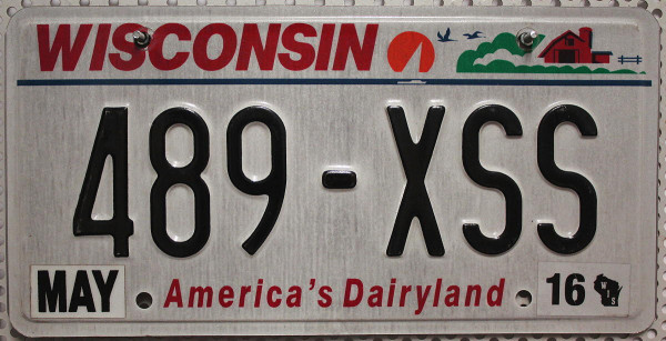 WISCONSIN America's Dairyland - Nummernschild # 489XSS =