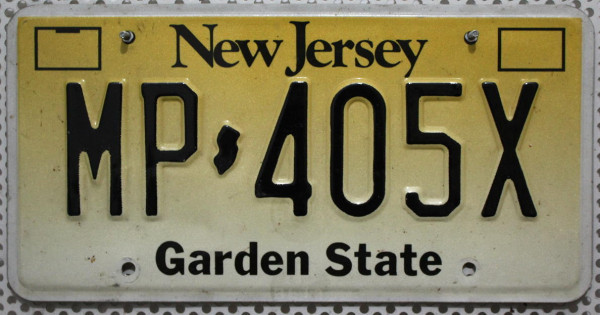 NEW JERSEY Garden State - Nummernschild # MP405X ...