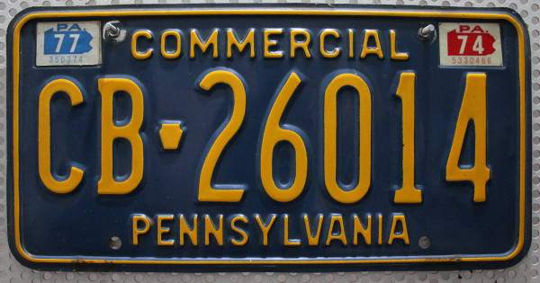 PENNSYLVANIA 1977 1974 Oldtimer Nummernschild # CB26014 =