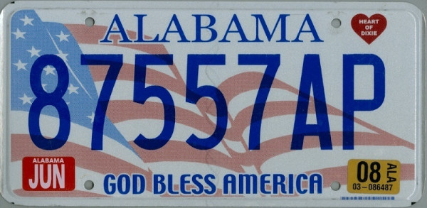 ALABAMA God Bless America - Nummernschild ## 87557AP =