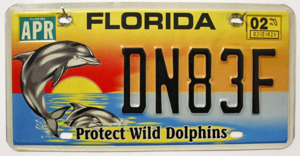 FLORIDA Protect Wild Dolphins - Nummernschild # DN83F =