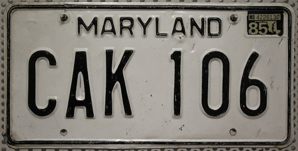 MARYLAND black embossed - Nummernschild # CAK106 =
