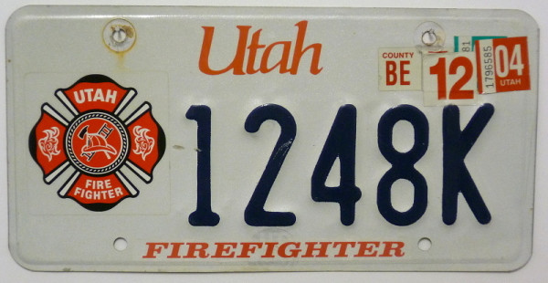 UTAH Firefighter - Nummernschild # 1248K =