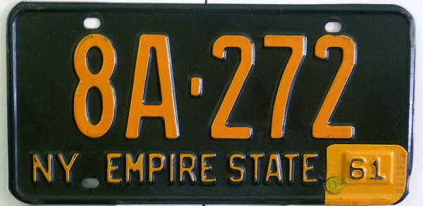 NY New York 60 / 61 Oldtimer Nummernschild # 8A272