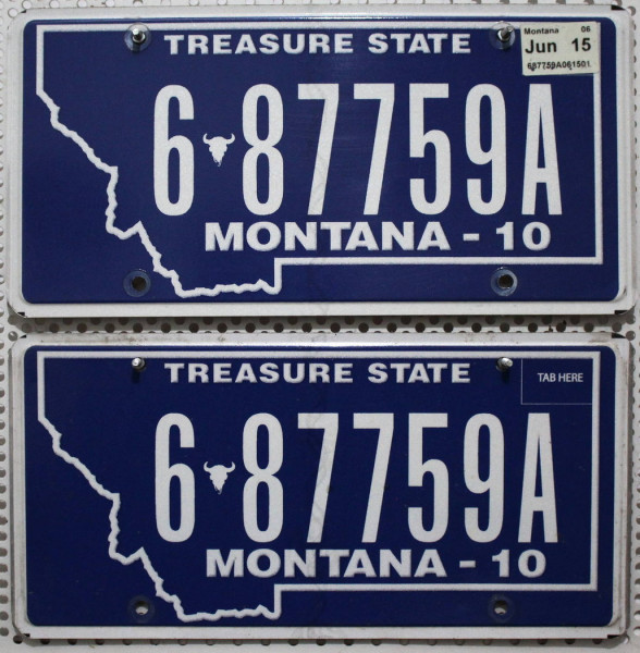 MONTANA (-10) Schilder PAAR - Zwei USA Nummernschilder # 6.87759A