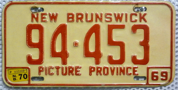 NEW BRUNSWICK - Oldtimer (69/70) Nummernschild # 94453 =