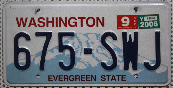 WASHINGTON Evergreen State - Nummernschild # 675SWJ =