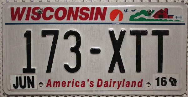 WISCONSIN America's Dairyland - Nummernschild # 173XTT =