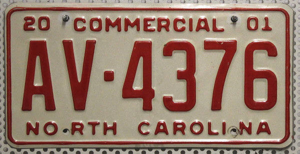 NORTH CAROLINA Commercial - Nummernschild # AV4376 ...