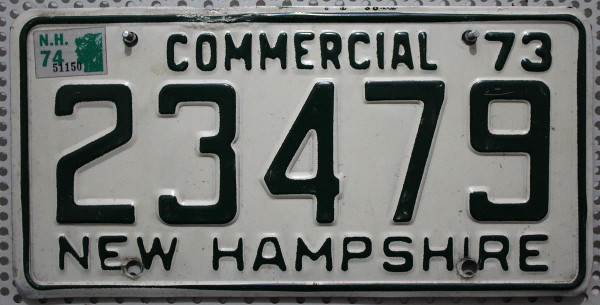 NEW HAMPSHIRE 1973 1974 Oldtimer Nummernschild # 23479 =