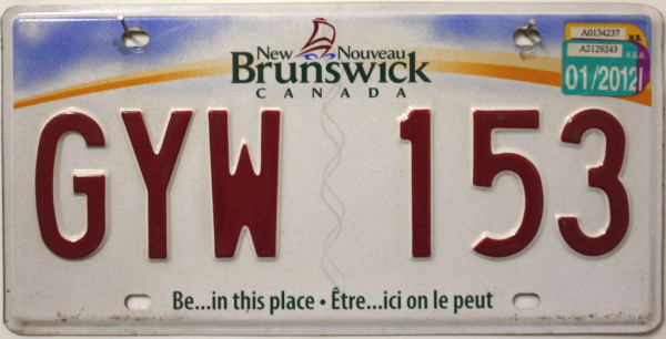 NEW BRUNSWICK / Nouveau Brunswick * Be... in this place * Nummernschild # GYW153 =