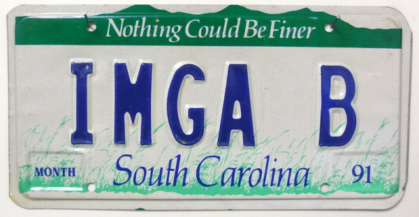 SOUTH CAROLINA 1991- Nummernschild # IMGAB