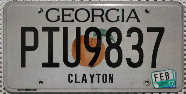 GEORGIA Muscogee County - Nummernschild # PIU9837 =