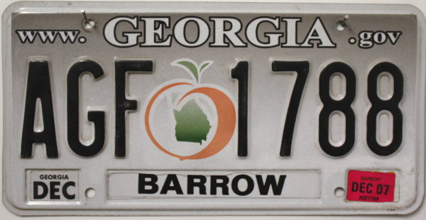 GEORGIA Pfirsich Grafik - Nummernschild # AGF1788 =