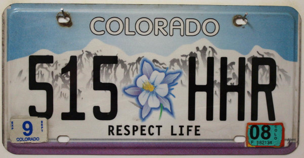 COLORADO Respect Life - Nummernschild # 515HHR =