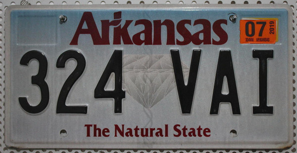 ARKANSAS Diamant Motiv - Nummernschild # 324VAI =