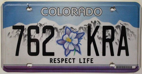 COLORADO Respect Life - Nummernschild # 762KRA ...