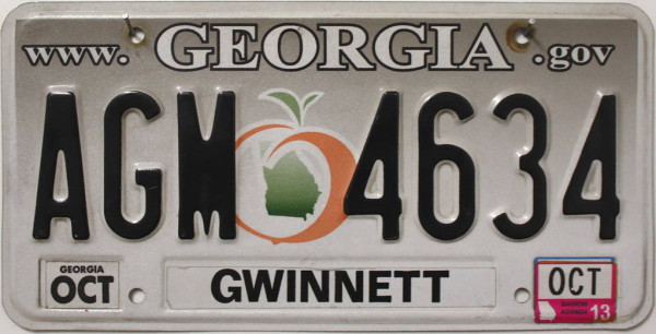 GEORGIA Pfirsich Grafik - Nummernschild # AGM4634 =