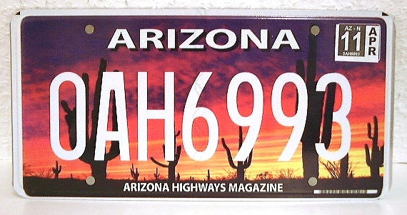 ARIZONA Highways Magazine - Nummernschild # OAH6993 =