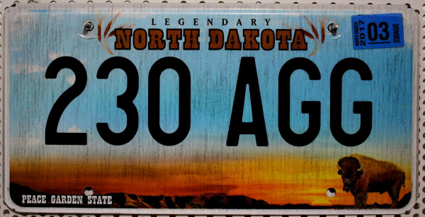 NORTH DAKOTA Legendary – Nummernschild # 230AGG =