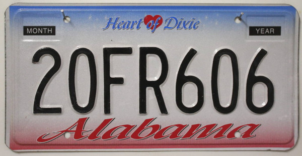 ALABAMA Heart of Dixie - Nummernschild # 20FR606 ...