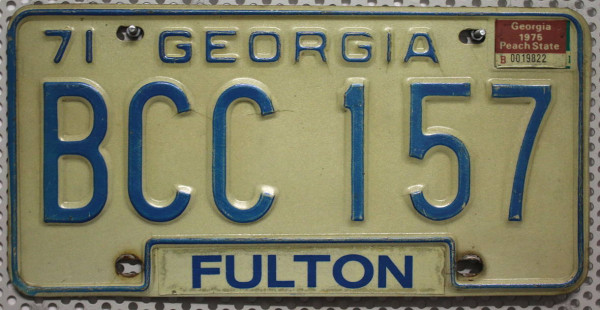 GEORGIA 1971 1975 Nummernschild # BCC157 =