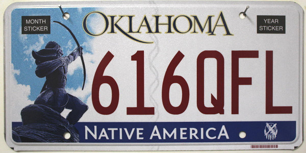 OKLAHOMA Native America - Nummernschild # 616QFL ...