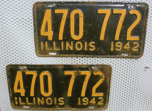 ILLINOIS 1942 Oldtimer Schilder PAAR - USA Nummernschilder # 470772