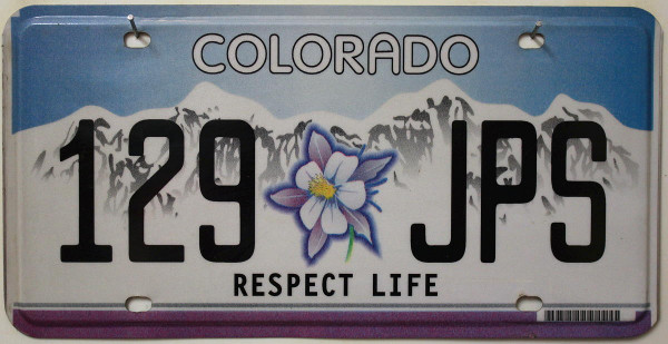 COLORADO Respect Life - Nummernschild # 129JPS ...